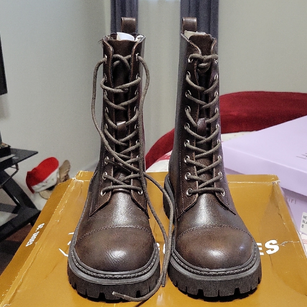 Stylish Brown Lace-Up Combat Boots